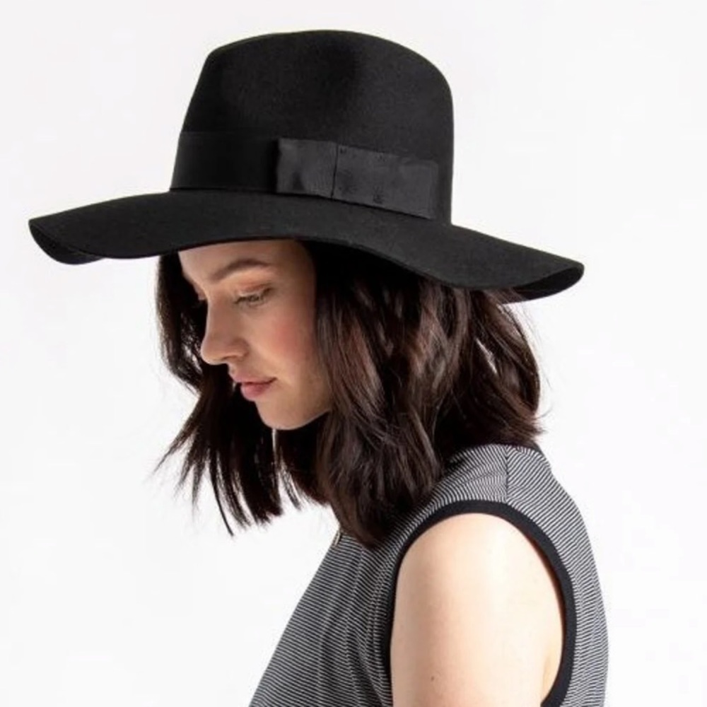 Brixton Piper Hat Floppy Wool Fedora Black Size M